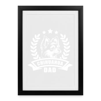 Chihuahua Dad - with banner and wreath of wheat - Framed poster (27 × 37 cm) - black - Front
