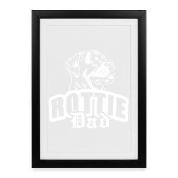« Rottie Dad » avec tête de chien - Affiche encadrée (27 × 37 cm) - noir - Devant