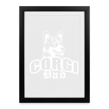 « Corgi Dad » avec tête de chien - Affiche encadrée (27 × 37 cm) - noir - Devant