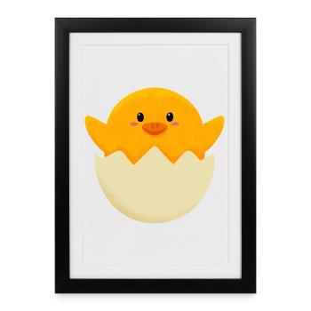 poussin de Pâques en oeuf - Affiche encadrée (27 × 37 cm) - noir - Devant