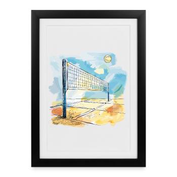 Terrain de volley-ball - Affiche encadrée (27 × 37 cm) - noir - Devant