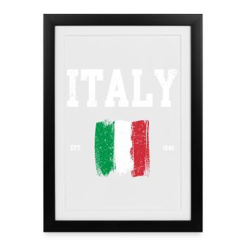 Italy Flag Brushstroke Design - Framed poster (27 × 37 cm) - black - Front