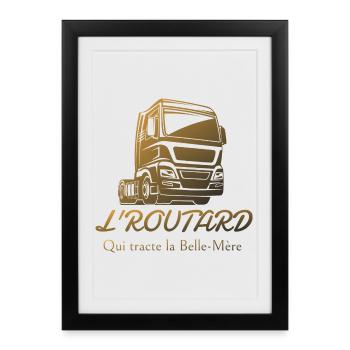 logo L'routard qui tracte la belle-mère - Affiche encadrée (27 × 37 cm) - noir - Devant