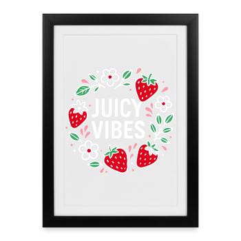 Juicy Vibes - Strawberry Summer Style - Framed poster (27 × 37 cm) - black - Front