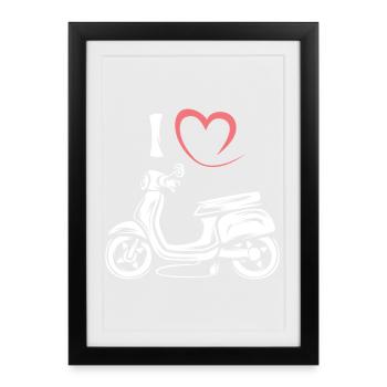 J’aime le scooter - Illustration de scooter électrique - Affiche encadrée (27 × 37 cm) - noir - Devant
