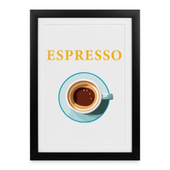 Motif de café expresso pour les amateurs de café - Affiche encadrée (27 × 37 cm) - noir - Devant