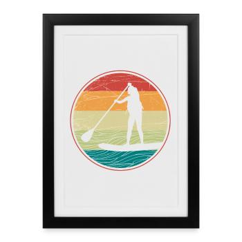 SUP Sunset Vibes - Affiche encadrée (27 × 37 cm) - noir - Devant