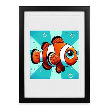 Poisson-clown - Affiche encadrée (27 × 37 cm) - noir - Devant