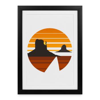Desert Sunset Silhouette Design - Framed poster (27 × 37 cm) - black - Front