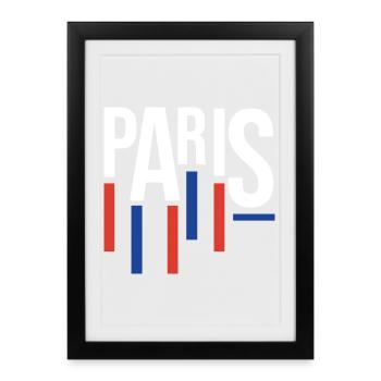 Typographie de Paris avec accents de drapeau - Affiche encadrée (27 × 37 cm) - noir - Devant