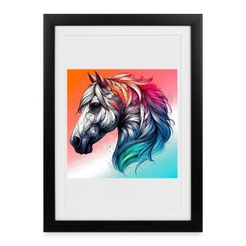 cheval - Affiche encadrée (27 × 37 cm) - noir - Devant