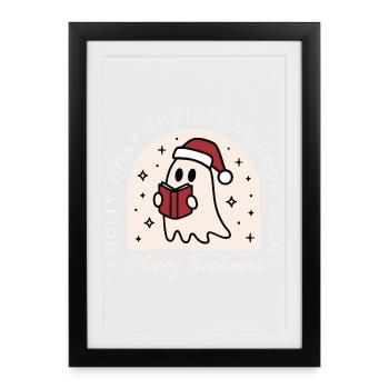 Club de lecture de Noël lecteur de vacances - Affiche encadrée (27 × 37 cm) - noir - Devant