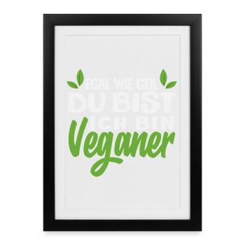 Attention Je suis végétalien Drôle Cadeau végétalien - Affiche encadrée (27 × 37 cm) - noir - Devant
