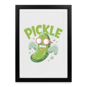 Personnage de dessin animé de cornichon drôle - Affiche encadrée (27 × 37 cm) - noir - Devant
