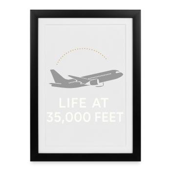 Hôtesse de l’air Personnel navigant commercial Life Aviation - Affiche encadrée (27 × 37 cm) - noir - Devant