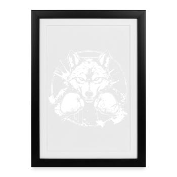 Wolf Boxer Boxe MMA - Affiche encadrée (27 × 37 cm) - noir - Devant