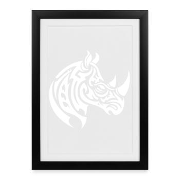 Tribal du rhinocéros - Affiche encadrée (27 × 37 cm) - noir - Devant