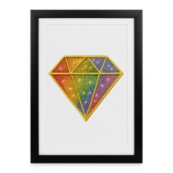 Rainbow Glitter Diamond Patch - Framed poster (27 × 37 cm) - black - Front