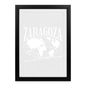 Carte du monde vintage design SARAGOSSE - Affiche encadrée (27 × 37 cm) - noir - Devant
