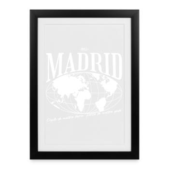 Globaler Stadtplan Madrid Geschenk - Gerahmtes Poster (27 × 37 cm) - Schwarz - Vorne