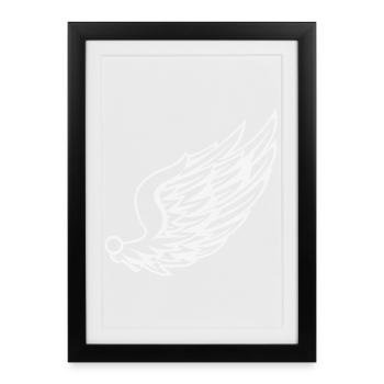 Wings with dynamic feather drawing - Framed poster (27 × 37 cm) - black - Front