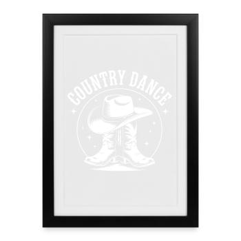 Danse Country, Western, Imprimer - Affiche encadrée (27 × 37 cm) - noir - Devant