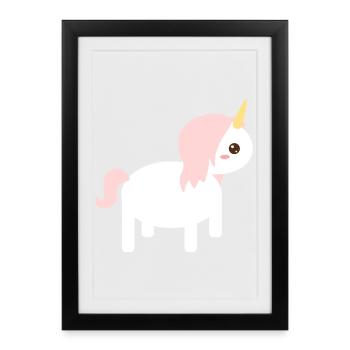 Conception de dessin animé licorne fantaisiste - Affiche encadrée (27 × 37 cm) - noir - Devant