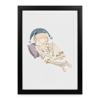 Skeleton with Santa hat - Framed poster (27 × 37 cm) - black - Front