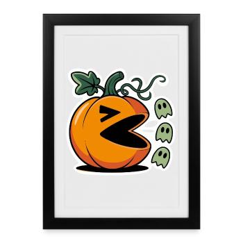 Conception de jeu de citrouille d’Halloween - Affiche encadrée (27 × 37 cm) - noir - Devant