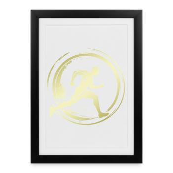 Running Jogging Marathon Silhouette - Affiche encadrée (27 × 37 cm) - noir - Devant