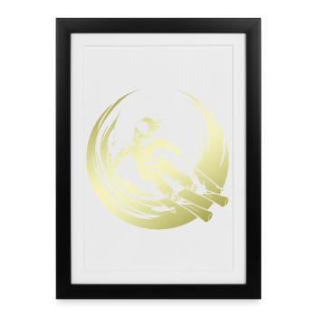 Ski Fahren Skiing Silhouette - Affiche encadrée (27 × 37 cm) - noir - Devant