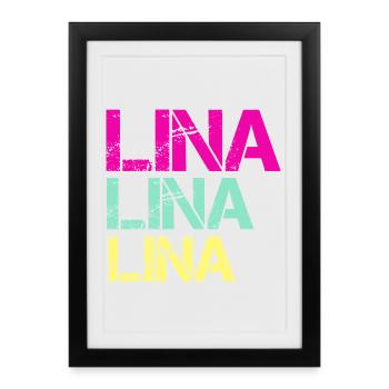 LINA Neon Triptych - Framed poster (27 × 37 cm) - black - Front