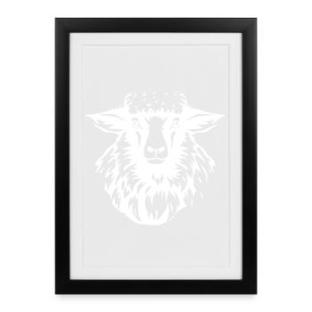 Sheep Silhouette in Contrast - Framed poster (27 × 37 cm) - black - Front