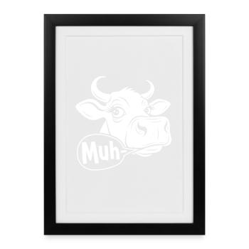 Moo vache dessin animé dire - Affiche encadrée (27 × 37 cm) - noir - Devant