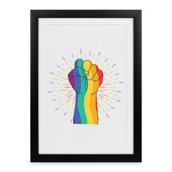 Regenbogenfist der Vielfalt - Gerahmtes Poster (27 × 37 cm) - Schwarz - Vorne