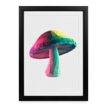 Pilz - Cooles Low-Poly-Logo - Gerahmtes Poster (27 × 37 cm) - Schwarz - Vorne
