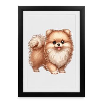 Chiot poméranien - Affiche encadrée (27 × 37 cm) - noir - Devant