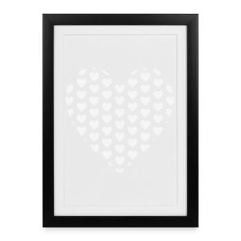 Mosaïque de coeurs faite de petits coeurs - Affiche encadrée (27 × 37 cm) - noir - Devant