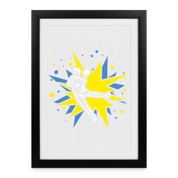 Conception du handball dans les explosions comiques - Affiche encadrée (27 × 37 cm) - noir - Devant