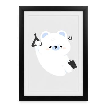 Trajet polaire fatigué et endormi - Affiche encadrée (27 × 37 cm) - noir - Devant