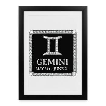 Zodiac sign Gemini - Framed poster (27 × 37 cm) - black - Front