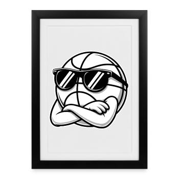 Cool Basket Ball - Logo de sport - Affiche encadrée (27 × 37 cm) - noir - Devant