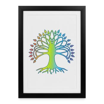 Mehrfarbiger Baum des Lebens - Gerahmtes Poster (27 × 37 cm) - Schwarz - Vorne