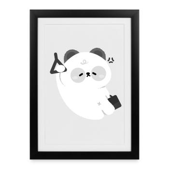 Sleepy Panda Kawaii Tee - Framed poster (27 × 37 cm) - black - Front