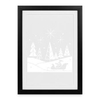 Sleigh ride in the snow Christmas motif - Framed poster (27 × 37 cm) - black - Front