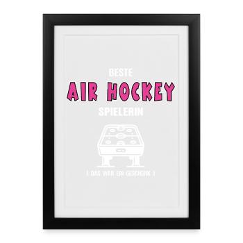 Meilleur joueur de air hockey Air Hockey Femmes - Affiche encadrée (27 × 37 cm) - noir - Devant