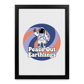 Astronaut Peace Out Earthlings - Framed poster (27 × 37 cm) - black - Front
