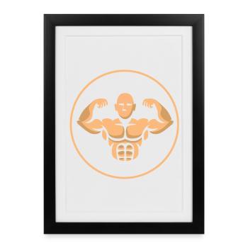 Bodybuilding Muscle Man Fitness Logo - Framed poster (27 × 37 cm) - black - Front