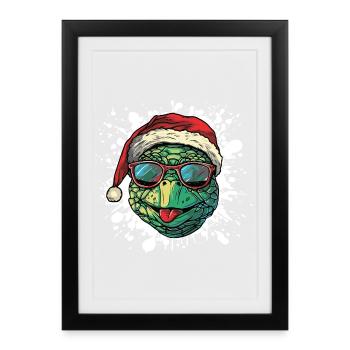 Turtle Christmas Funny - Framed poster (27 × 37 cm) - black - Front