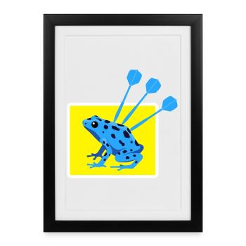 Lustiges DARTS und PFEILGIFTFROSCH Design - Gerahmtes Poster (27 × 37 cm) - Schwarz - Vorne